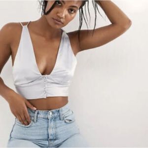 Intimately Free People Back and Forth Brami Silver Crop Top Tie